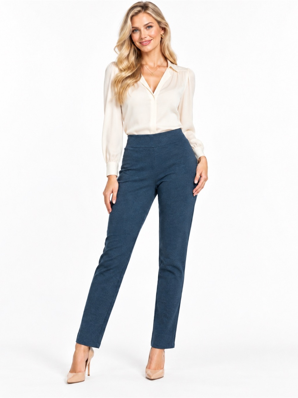 Jones & Co Women’s 1X Gray Pull On Stretch Pants Slim Straight Leg